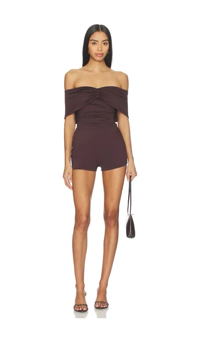 Superdown Cher Off Shoulder Romper In Purple
