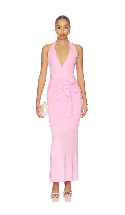 Superdown Chloe Halter Maxi Dress In Pink