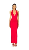 Superdown Chloe Halter Maxi Dress In Red