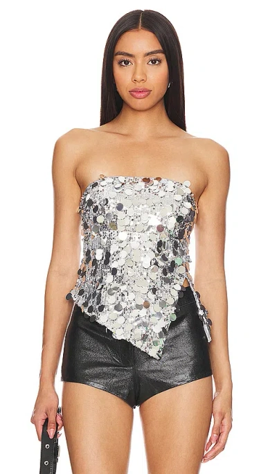 Superdown Cordilla Strapless Top In Silver