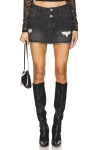 Superdown Courtney Micro Mini Skirt In Washed Black