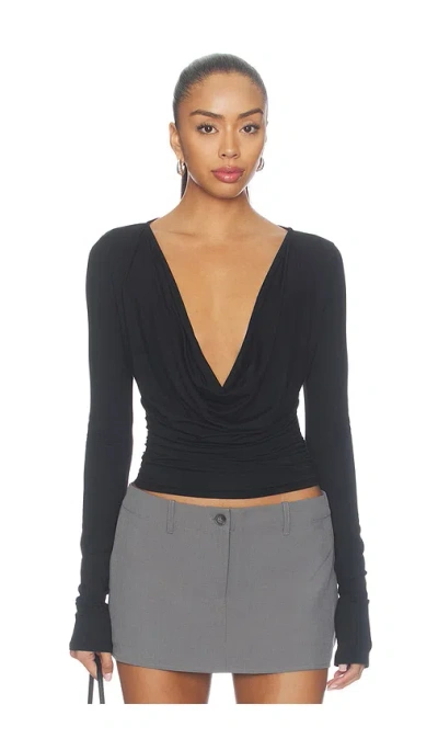Superdown Dalton Cowl Neck Top In Black