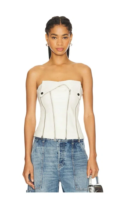 Superdown Dani Faux Leather Corset In Bone