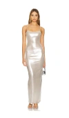 Superdown Danica Maxi Dress In Metallic Silver