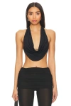 Superdown Daphne Halter Top In Black
