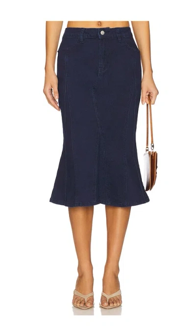 Superdown Darlah Denim Midi Skirt In Blue