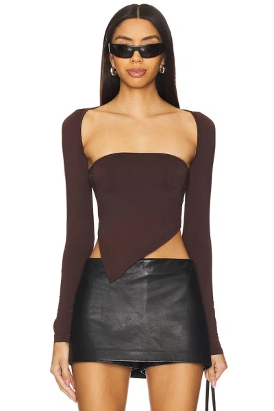 Superdown Dax Shrug Top In Chocolate Brown