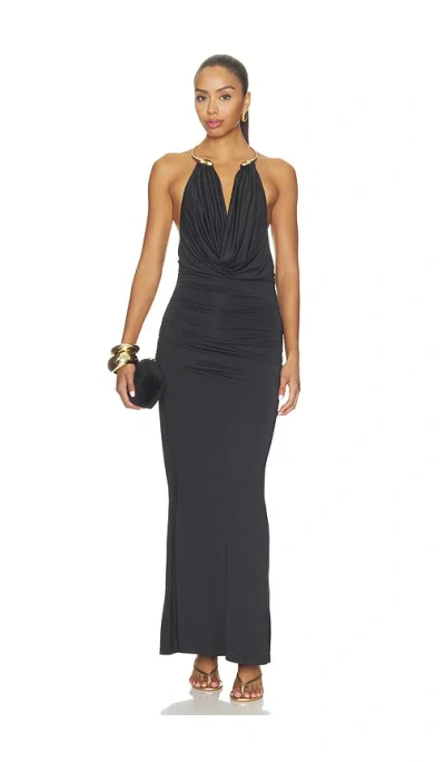 Superdown Delanee Halter Maxi Dress In Black