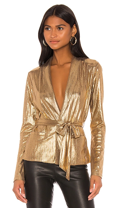 Superdown Desiray Tie Blazer In Gold