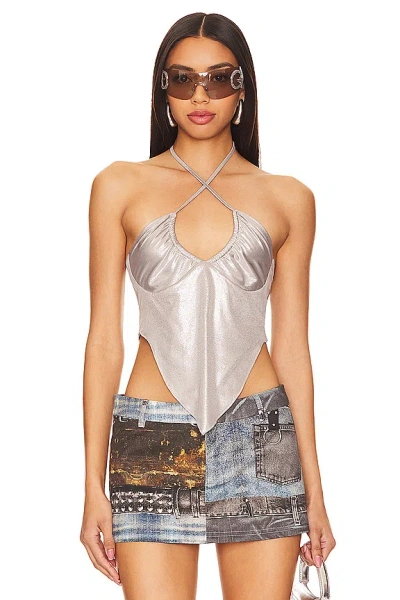 Superdown Devon Halter Top In Silver