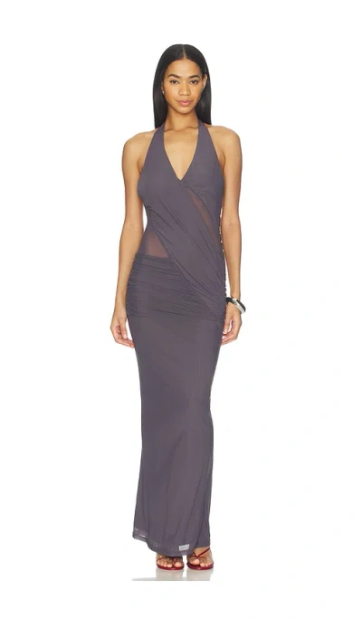 Superdown Dynasty Halter Maxi Dress In Gray
