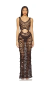 Superdown Elena Maxi Dress In 棕色