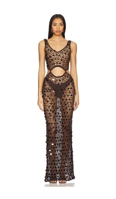 Superdown Elena Maxi Dress In Brown
