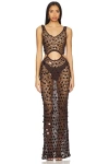 Superdown Elena Maxi Dress In Brown