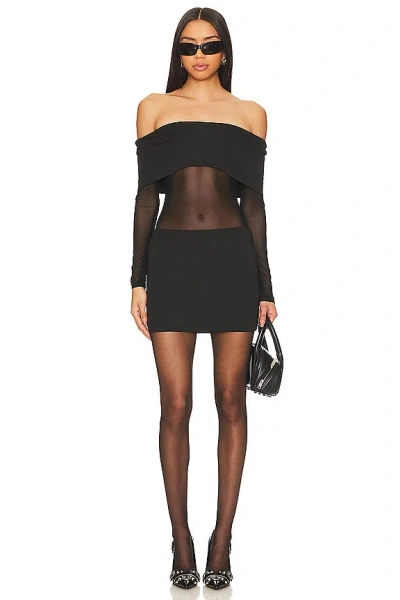 Superdown Elmina Sheer Mini Dress In Black