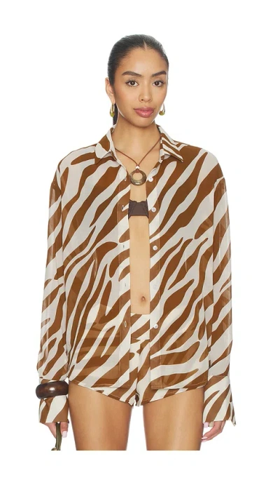 Superdown Emah Button Down Top In Animal Print