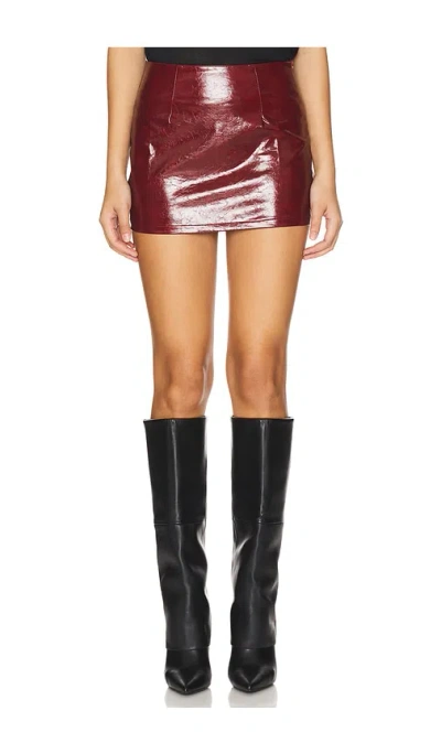 Superdown Ethel Faux Leather Skirt In Burgundy