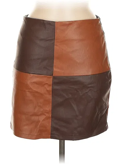 Pre-owned Superdown Faux Leather Skirt In Brown