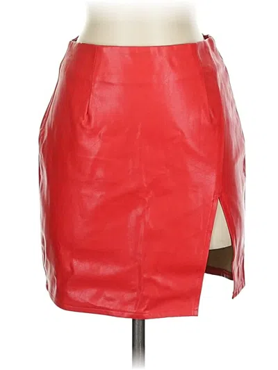 Pre-owned Superdown Faux Leather Skirt In Red