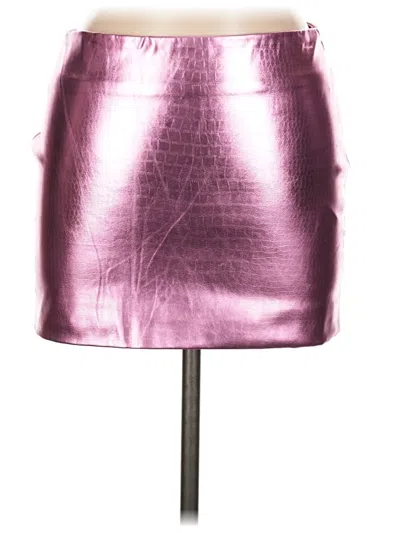 Pre-owned Superdown Faux Leather Skirt In Silver