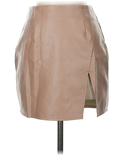 Pre-owned Superdown Faux Leather Skirt In Tan