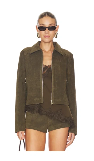 Superdown Frannie Faux Suede Jacket In Brown