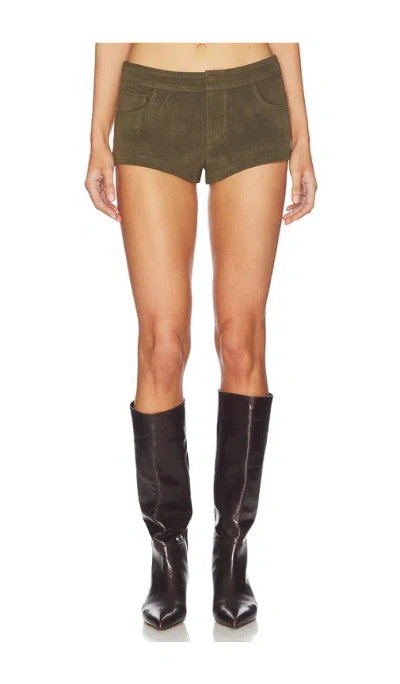 Superdown Frannie Faux Suede Short In Green