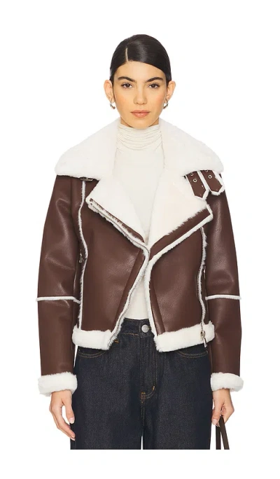 Superdown Genna Zip Up Jacket In Brown