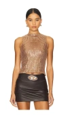 Superdown Georgia Sequin Top In Mocha