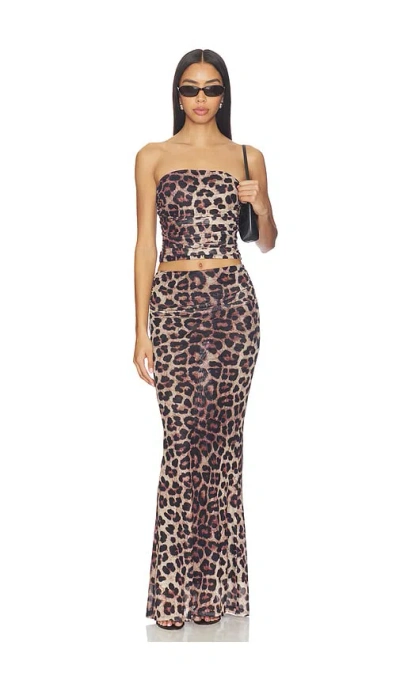 Superdown Gisela Maxi Skirt Set In Animal Print