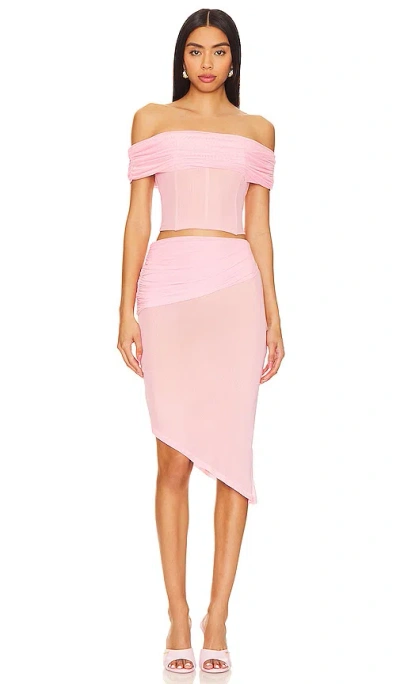 Superdown Heidi Mesh Skirt Set In Pink