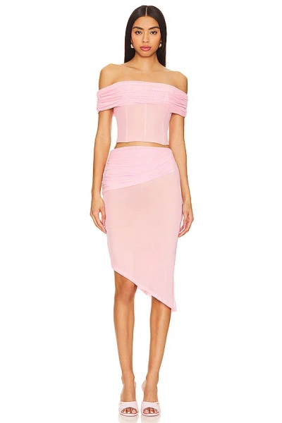 Superdown Heidi Mesh Skirt Set In Pink