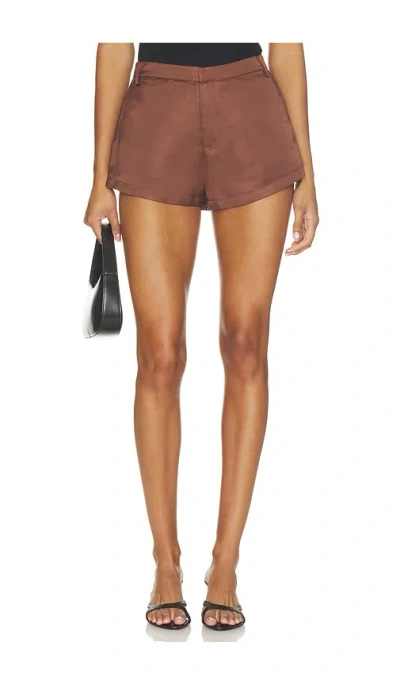 Superdown Jacinth Satin Hot Short In Brown