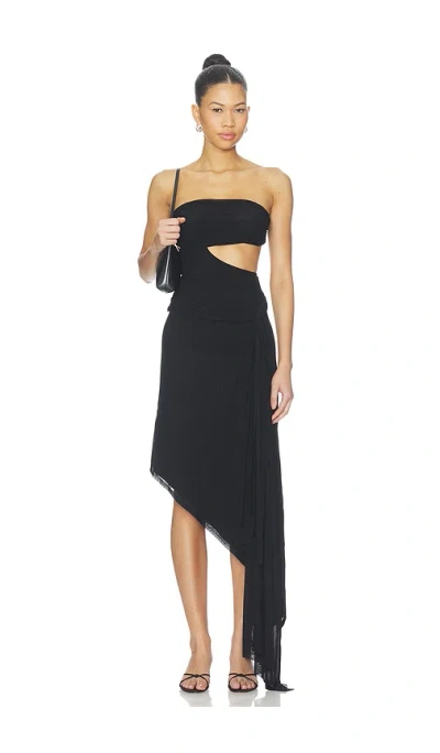 Superdown Janae Strapless Midi Dress In Black