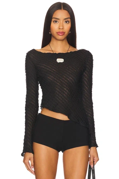 Superdown Jayne Long Sleeve Top In Black