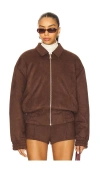 Superdown Jessica Faux Suede Bomber In Brown