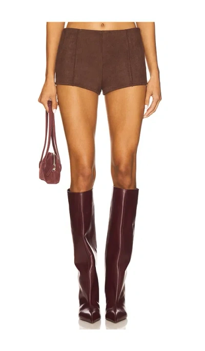 Superdown Jessica Faux Suede Short In Brown