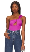 Superdown Jimena One Shoulder Bodysuit In Purple