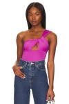 Superdown Jimena One Shoulder Bodysuit In Purple