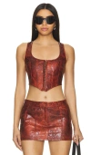 Superdown Juno Faux Leather Top In 레드