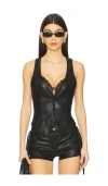 Superdown Karina Faux Leather Vest In 黑色