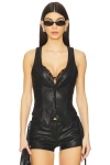 Superdown Karina Faux Leather Vest In Black