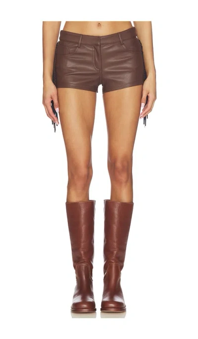 Superdown Karina Fringe Short In Brown