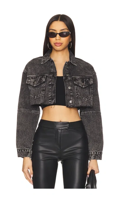 Superdown Kathy Cut Off Jacket In Washed Black