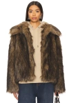 Superdown Kennedy Faux Fur Coat In Brown