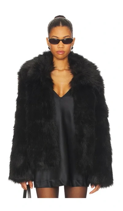 Superdown Kennedy Faux Fur Coat In Black