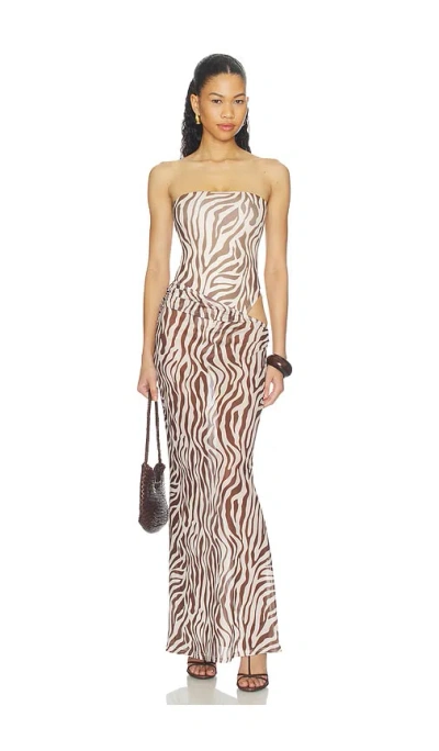 Superdown Kensington Strapless Maxi Dress In Animal Print