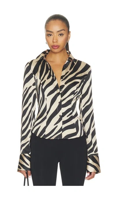 Superdown Kileigh Button Up Top In Animal Print