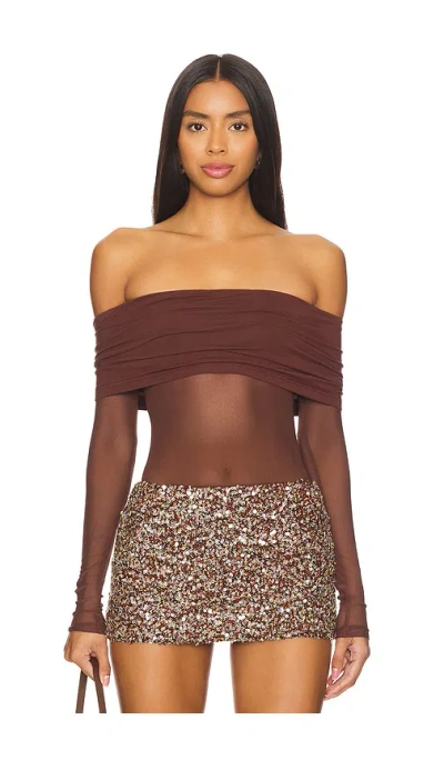 Superdown Koa Bodysuit In Chocolate Brown