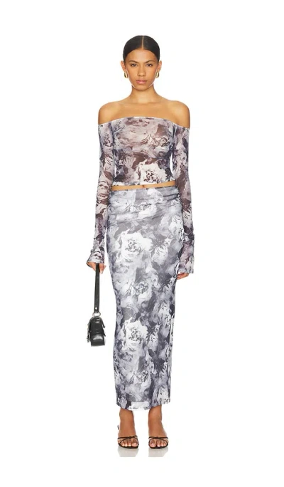 Superdown Kora Skirt Set In Black & White Floral